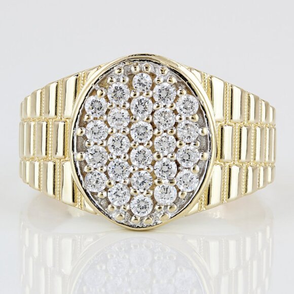 10k Yellow Gold Cubic Zirconia CZ Rolex Watch Style Ring